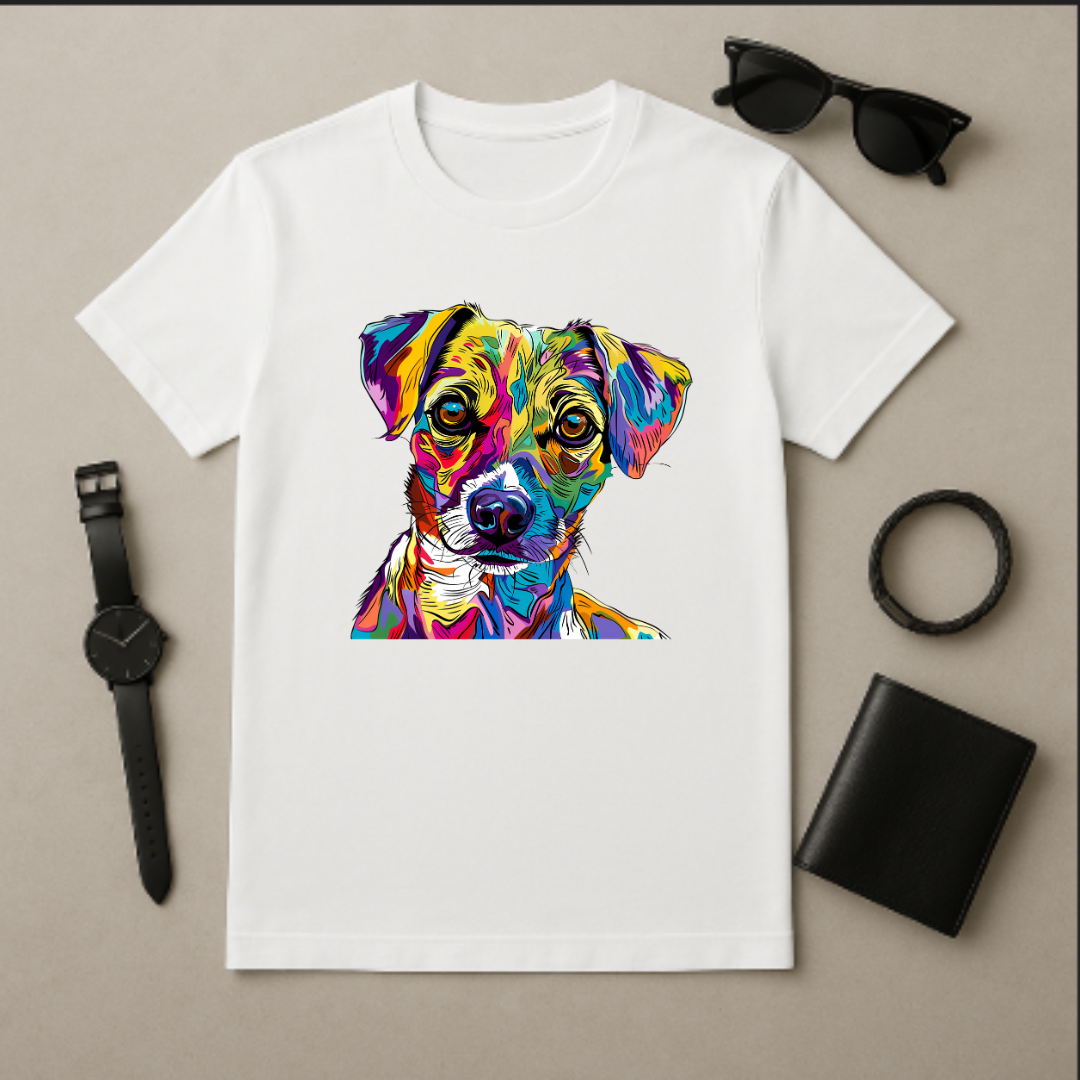 Dog lovers- dog colorful portrait- Men's Tshirt