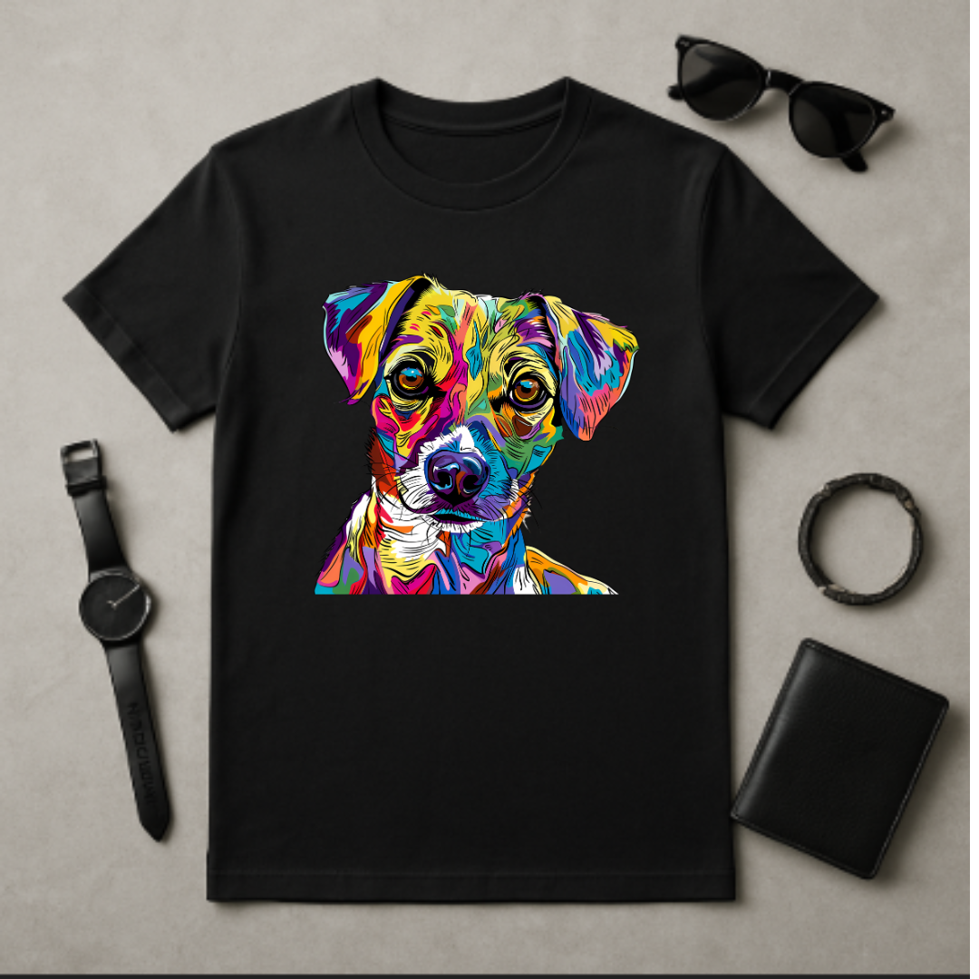 Dog lovers- dog colorful portrait- Men's Tshirt