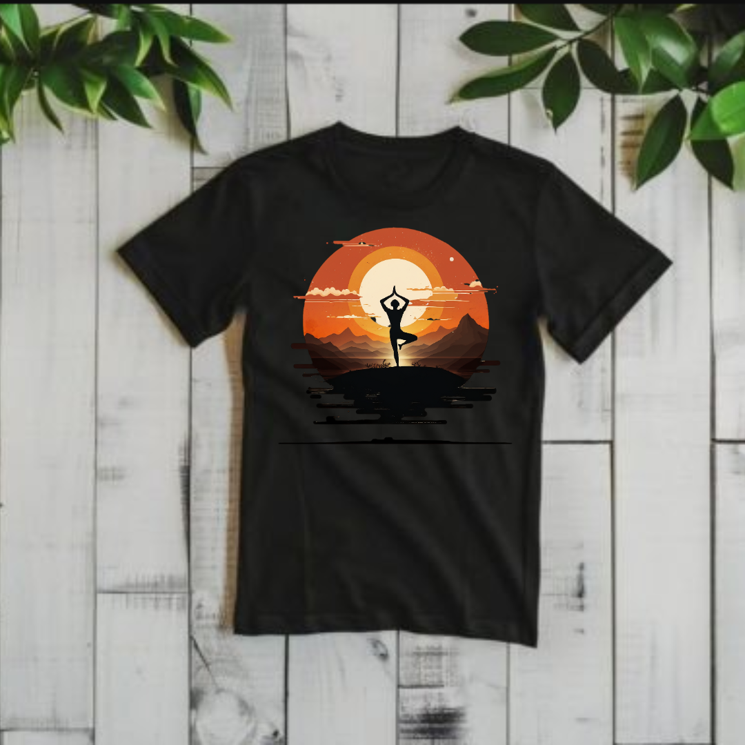 Yoga day special- yoga at sunset- Men's tshirt