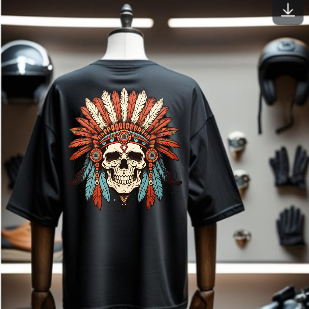 Tribal Reign – Skull Headdress Back Print Unisex T-Shirt