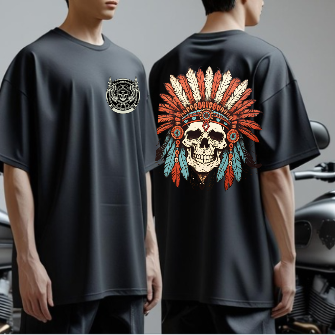 Tribal Reign – Skull Headdress Back Print Unisex T-Shirt