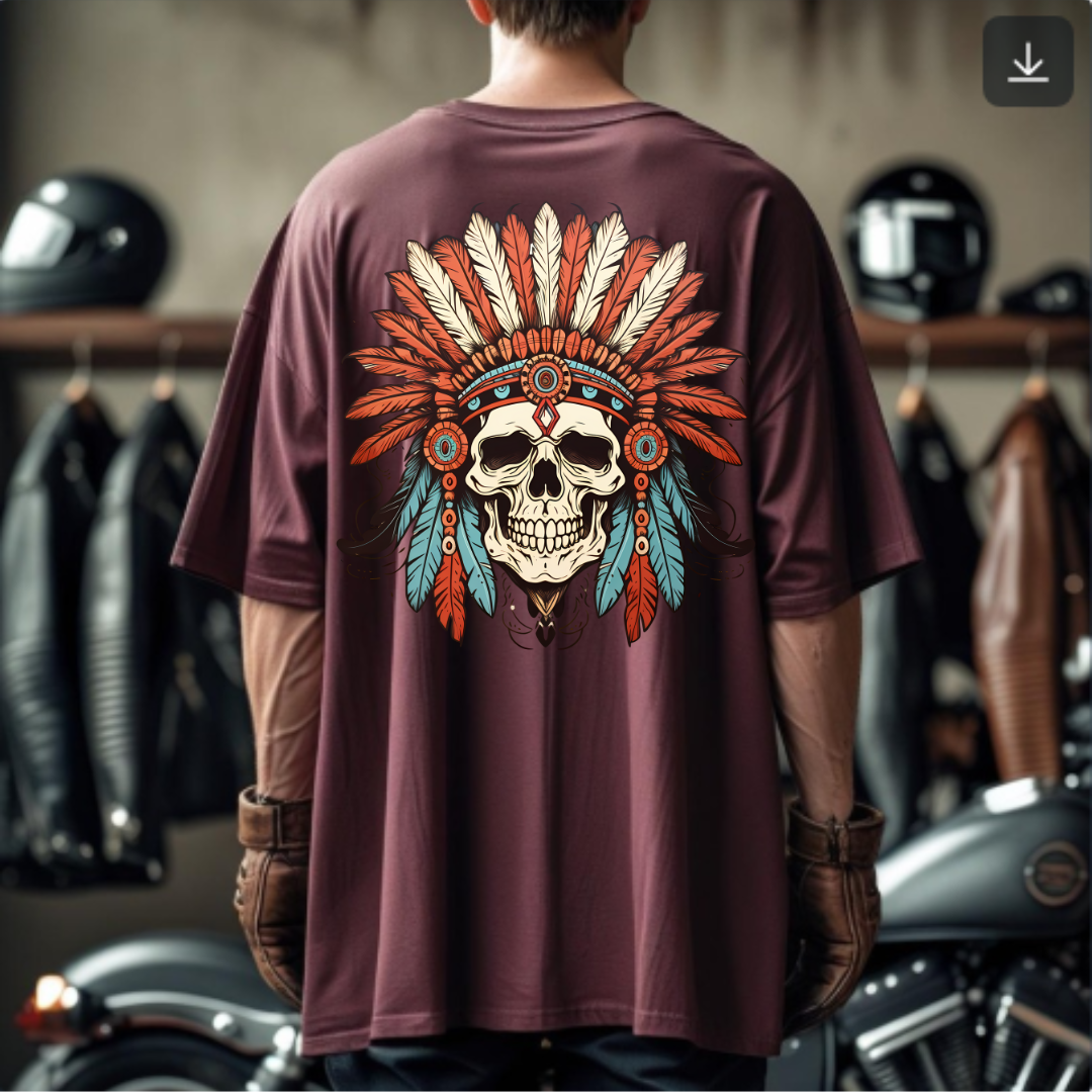 Tribal Reign – Skull Headdress Back Print Unisex T-Shirt