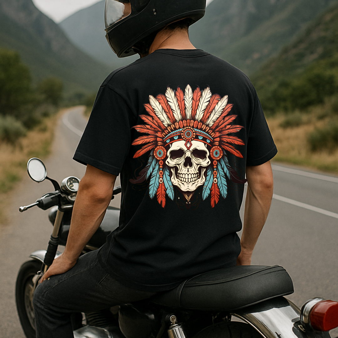 Tribal Reign – Skull Headdress Back Print Unisex T-Shirt