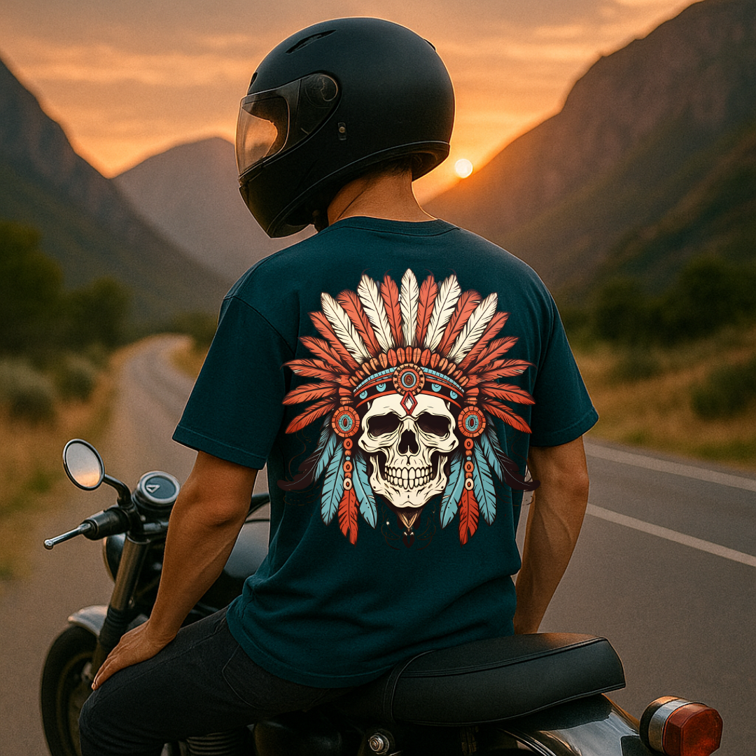 Tribal Reign – Skull Headdress Back Print Unisex T-Shirt