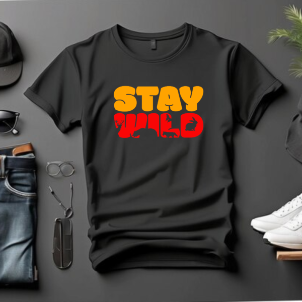 Stay wild- inbuilt animal print- Men's tshirt - Image 2