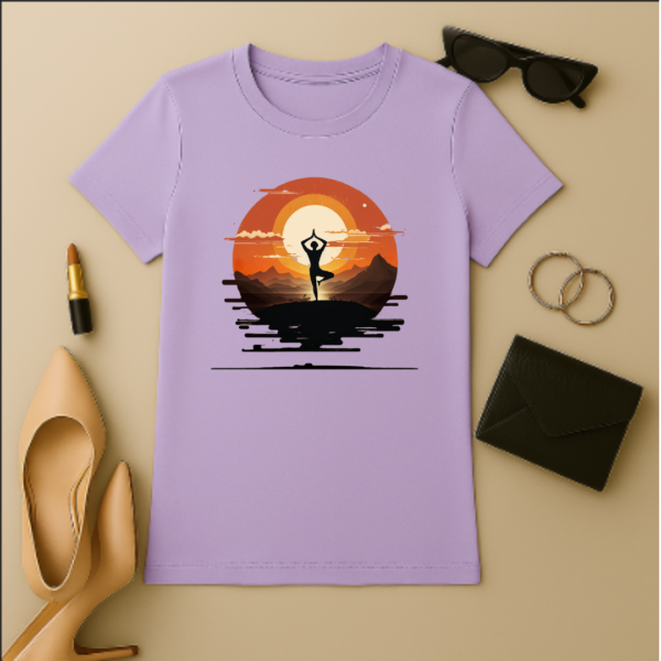 Yoga day special- yoga at sunset- Women's tshirt - Image 5