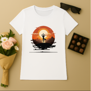 Yoga day special- yoga at sunset- Women's tshirt