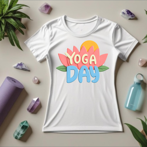 Premium yoga day T shirt- Lotus- Women's t shirt - Image 6