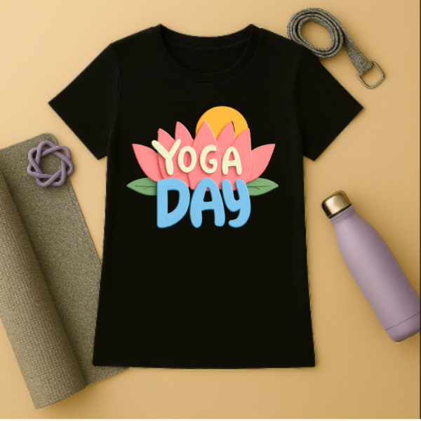 Premium yoga day T shirt- Lotus- Women's t shirt