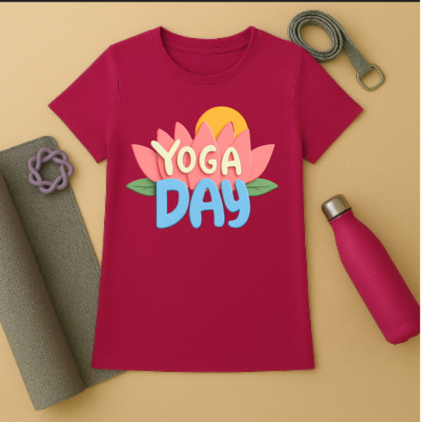 Premium yoga day T shirt- Lotus- Women's t shirt - Image 12