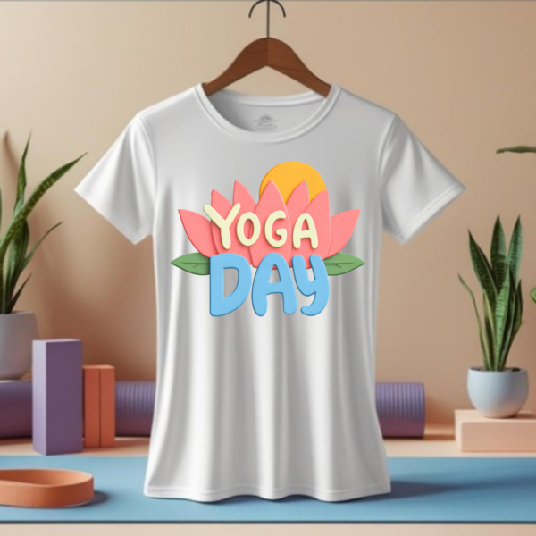 Premium yoga day T shirt- Lotus- Women's t shirt - Image 9