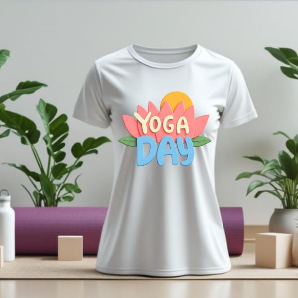 Premium yoga day T shirt- Lotus- Women's t shirt - Image 8