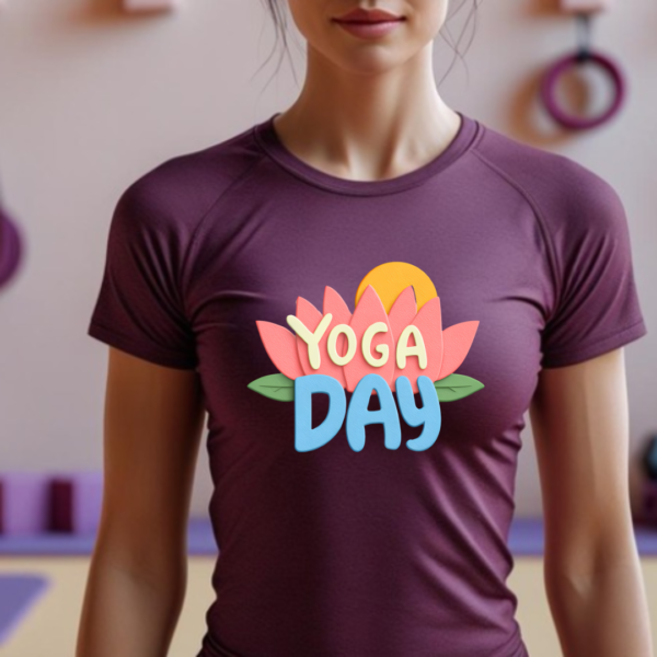 Premium yoga day T shirt- Lotus- Women's t shirt - Image 13
