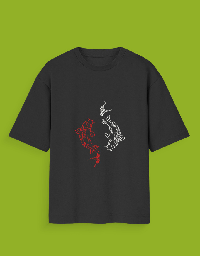 Koi Fish Yoga Unisex Oversized T-Shirt