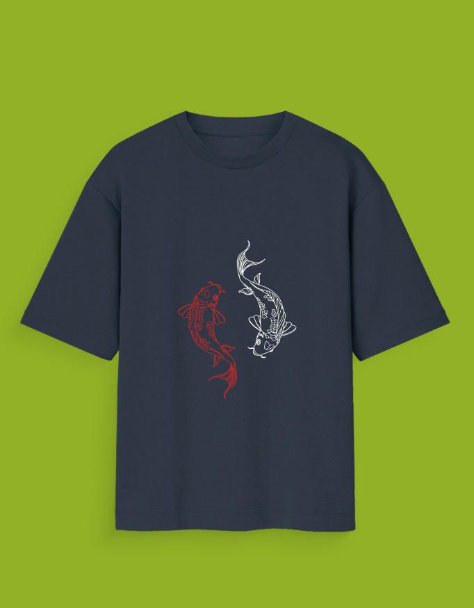 Koi Fish Yoga Unisex Oversized T-Shirt - Image 3